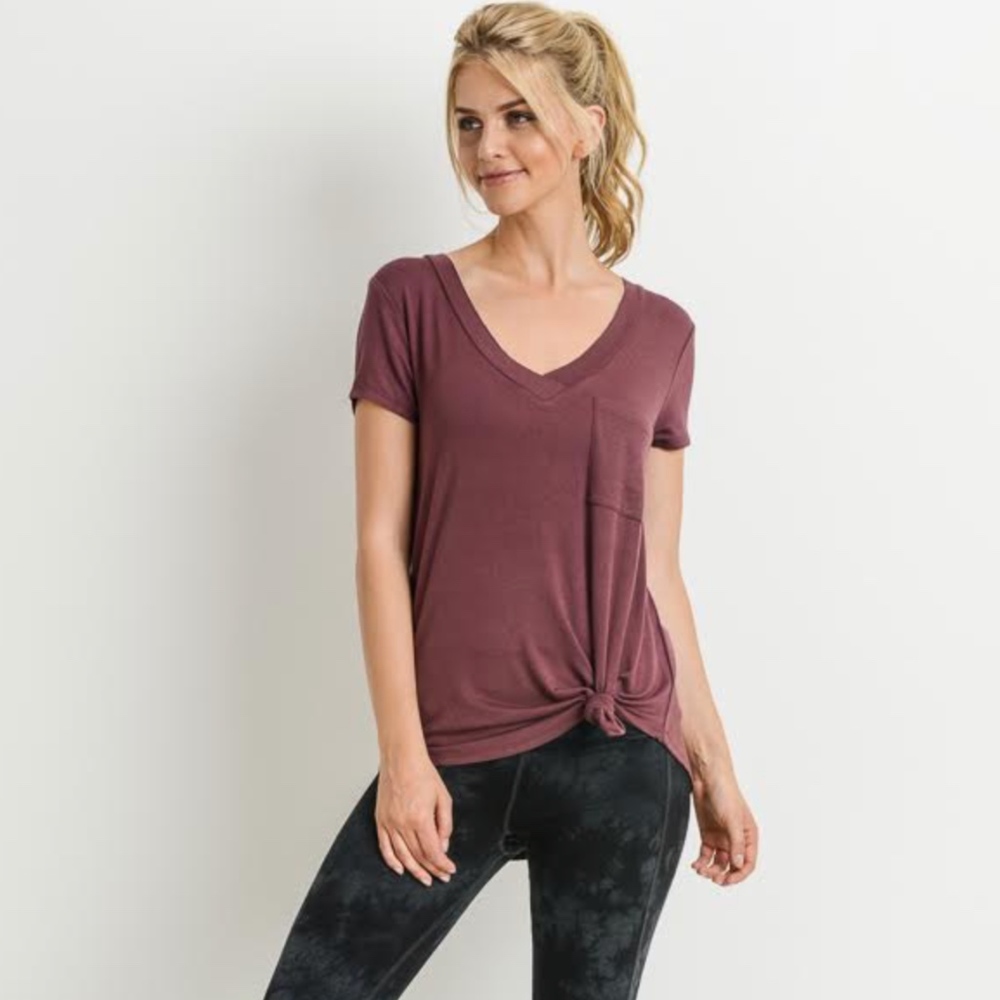 DEEP V-NECK TEE - (ORCHID)
